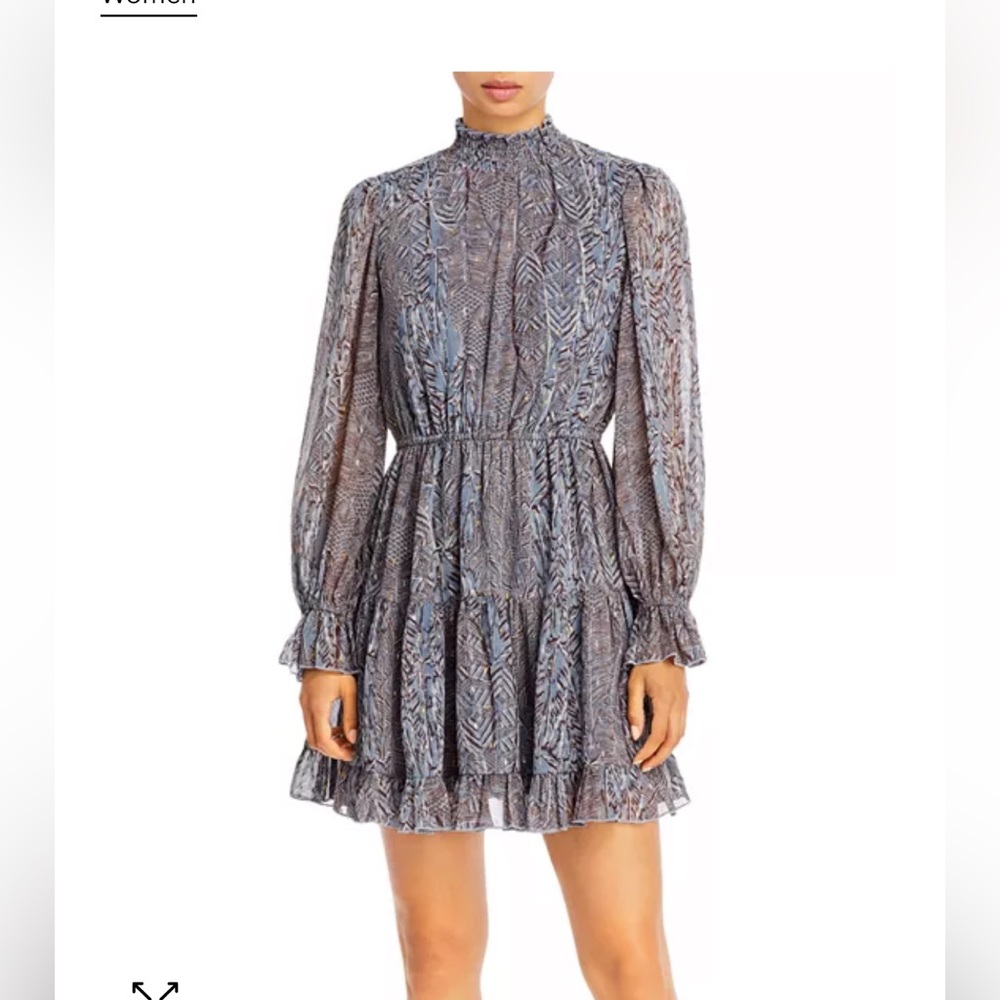 Aqua mock neck ruffle dress size small